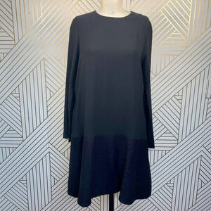 COS Black Wool Contrast Hem‎ Long Sleeve Dress